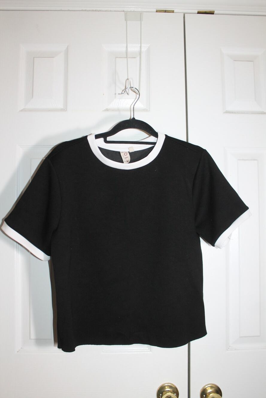 Dolan Left Coast Black Cropped Ringer Tee sz M